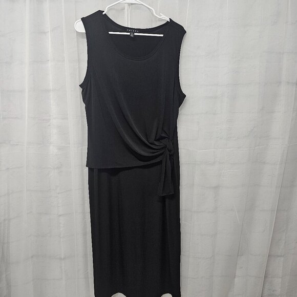 Tribal Black Sleeveless Midi Dress Layered Goth Minimalist XL - Picture 8 of 12